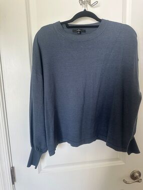Lulu's Blue Crewneck Long Sleeve Sweater